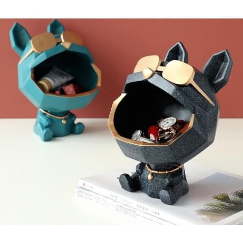 Resin Method Dog Fighting Storage Decoration Creative Light Luxuryism Key Snacks Sundries Desktop Storage Crafts Home Decoration