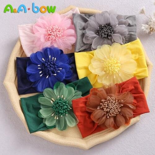 14 colors Baby Nylon Bowknot Headband Solid Girls Kids Twist Knot HairBand Baby Girl Headbands Hair Accessories Gifts