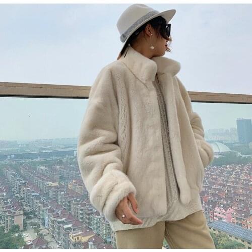 Mrs Fly 2021 new mink coat female mink brief paragraph imported mink fur coat young contracted collar