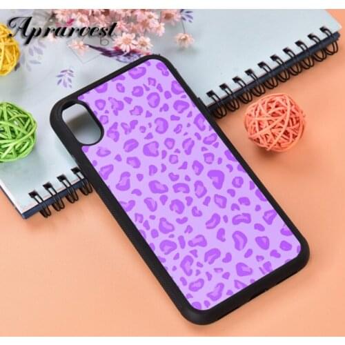 Aprarvest Purple Cheetah Silicone Rubber Phone Case Cover For iPhone 6 6S 7 8 PLUS X XS XR 11 12 MINI PRO MAX