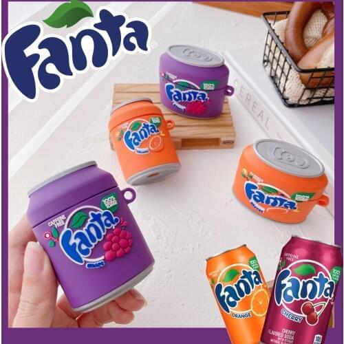 Soda Fanta Grape drink Orange purple bottled For AirPods 1 2 Pro case Silicone Wireless Headset Bluetooth Protect charging box