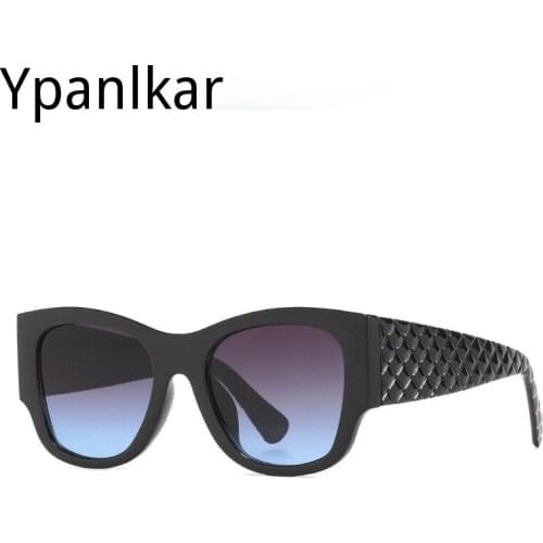 Retro Square Wide Legs Sunglasses Women 2021 Luxury Brand Designer Trendy Cat Eye Gradient Sun Glasses Female Plaid Shades Men