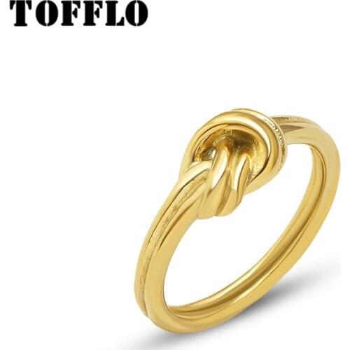TOFFLO Stainless Steel Jewelry Knot Casting Rring Women Fashion Buckle Ring BSA171