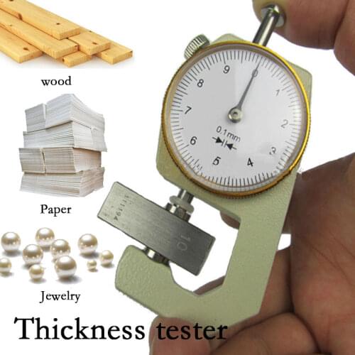 Thickness Gauge Tester Leather Dial Micrometer Metal Silver Yellow Durable Sturdy Analysis Tool Width Measurement Leathercraft