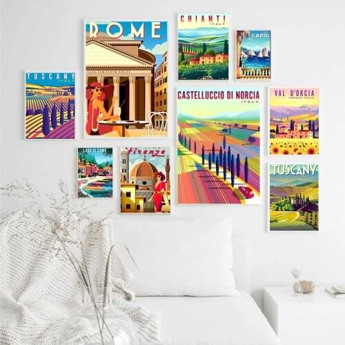 Hd Print Vintage Art Painting Italy Rome Capri Tuscany Retro Posters And Prints Travel Cities Landscape Wall Art Picture Bedroom