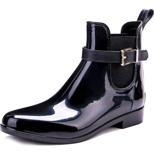 TONGPU Womens Ankle Rain Boots with Belt and Buckle Details 209-507