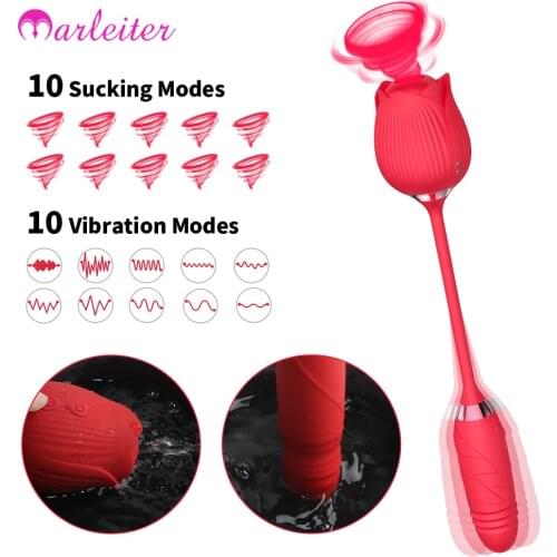 Rose Shape Sucking Vibrator Clitoris Sucker Dildos nipple Sucker Sucking Licking Teasing Double Vibrator Women Sex Toys