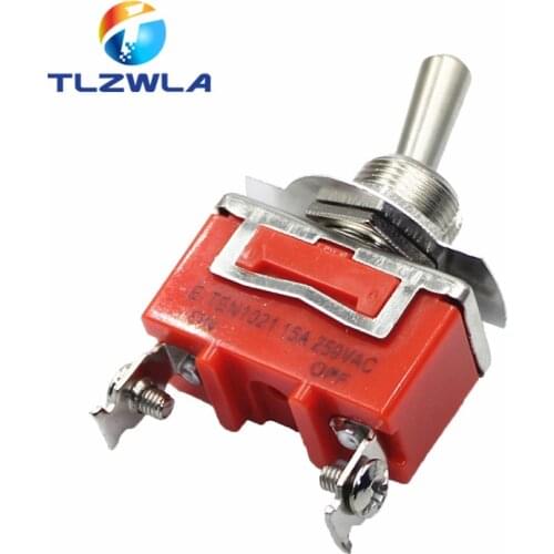1PCS ON-OFF 15A 250V Toggle Switch 2 Pin Toggle Flick Switch Light Metal SPST E-TEN1021