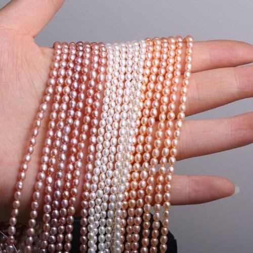 100% Natural Freshwater Pearl Rice Shape Beads for Jewelry Making DIY Bracelet Necklace 3.5-3.8mm