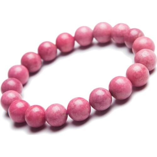 11mm Genuine Pink Rose Rhodonite Natural Stone Bracelet Women Femme Charming Stretch Love Round Beads Bracelet Free Shipping