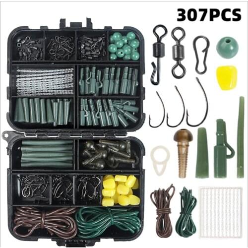 307pcs/set Carp Fishing Accessories Set Corn Fish Hook Block Bead Swivel Fishing Gear Fishing general parts