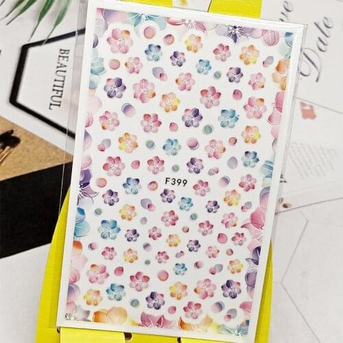 3D Nail Sticker Decals Pink Flowers Design Nail Art Decorations Stickers Sliders Manicure Accessories Nails Decoraciones