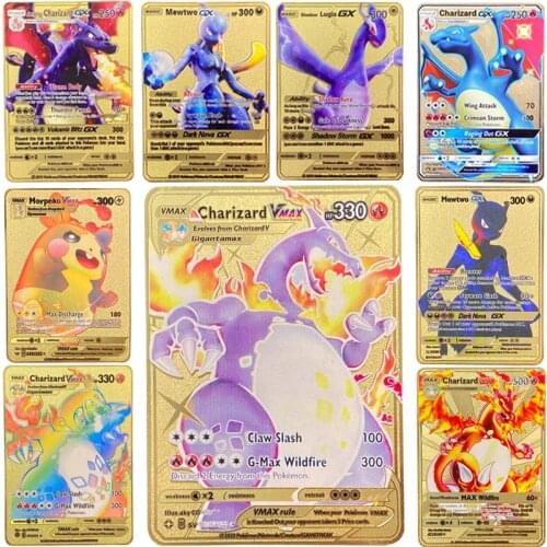 40 Models Pokemon V Max Card French Metal Card Game Anime Battle Card Gold Charizard Pikachu Collection Card Toy Customizabl