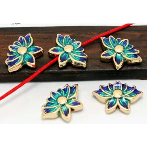 5pcs/lot Tibetan silver Dripping oil spacer Pendant lotus Loose Spacer Beads for DIY Jewelry Making bracelet df3s