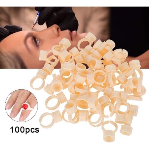Tattoo Ink Cup 500Pcs, Eyebrow Tattoo Ring Caps Microblading Pigment Glue Holder Beauty Tools Accessories for Eyelash Extension