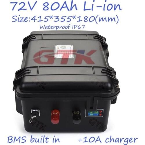 72V 80Ah lithium ion battery pack BMS Li ion 72V for Fishing Boat motor inverter EV power supply motorhome robot RV+10A Charger