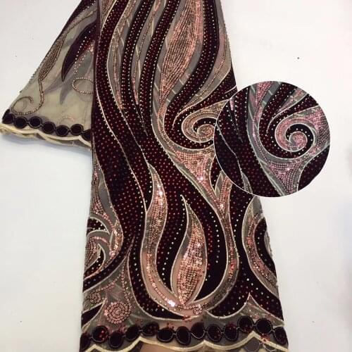 Sequence African french mesh velvet lace fabric high quality Swiss Guipure Organza Nigeria embroidered stones tulle sequins lace