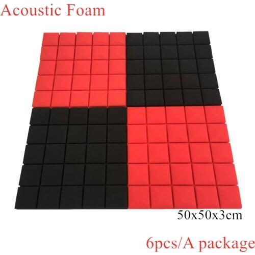 6Pcs 50x50x3cm Acoustic Foam Soundproof Foam Sound Absorption 7 Colors Studio Treatment Panel Sound Wedge Protective Sponge