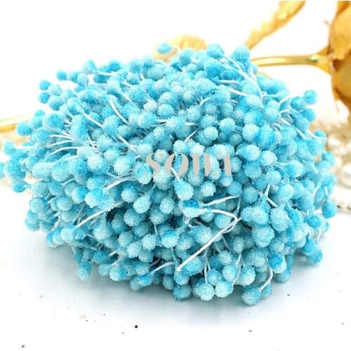 Free Shipping 5mm Sky Blue Round Glass Eco-friendly Double tip Flower Stamen Cake Decoration And DIY Pistil Stamen(820pcs/Lot )