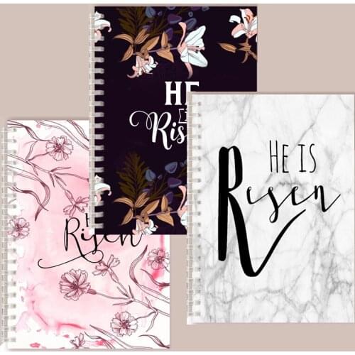 Mathew 28:6 - He is Risen - Spiral Notebook Writing Note Book Easter Quote Bible Verse School Student Journal Diary Christ Gift