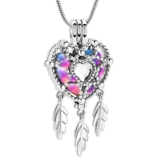 Heart Dream Net Urn Pendant Necklace with Hollow Urn Cremation Jewelry for Ashes Dream Catcher Shape Ashes Keepsake