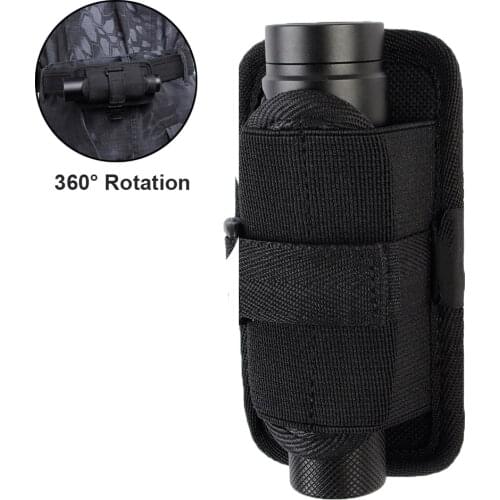 Tactical Molle Flashlight Pouch LED Torch Holster with 360 Degree Rotatable Belt Clip Carrier Case Outdoor Hunting Accessories