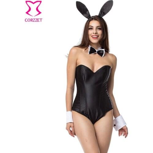 Black/White Club Halloween Sexy Bunny Costume Plus Size Sexy Rabbit Lingerie Teddy Bodysuit Cosplay Carnival Costumes For Adult