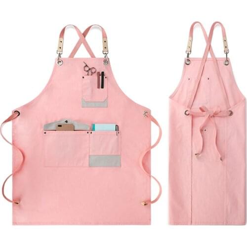 Gray Pink Blue Cotton Apron Waitstaff Barista Bartender Bistro Pastry Chef Catering Uniform Florist Flower shop Work Wear E64