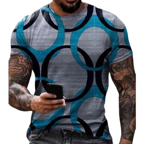 Summer T-shirt Digital Print Slim Men Short Sleeve Round Neck Top Tees Top Fashion Male Clothes Casual Tshirt Clothes Streetwear
