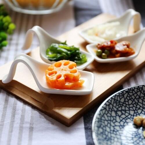 Ceramic Plate With Bamoo Tray Fruit Dishes Dessert Serving Tray Nuts Snacks Tray Sushi Plates Storage Trays Tableware Home Decor