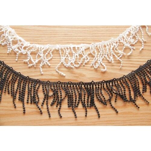 15 Yards White Black Color Dangle Embroidery Fringe Lace Trim Water Soluble Tassel Lace for Bridal Wedding Gown Costume design