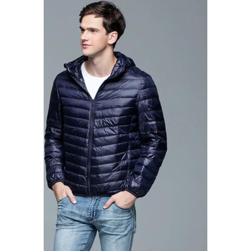 Autumn And Winter New Style Ultra-Light Thin down Jacket Mens Short Plus-size Casual Hooded down Feather Jacket