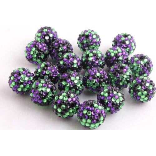 Kwoi vita Black Purple Lime Confetti 100pcs/lot 20mm Chunky Resin Rhinestone Ball Beads for Chunky