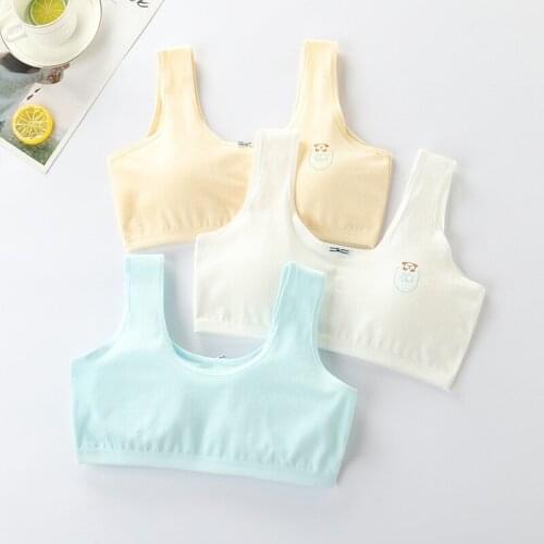 Fashion Cotton Bra Girls Vest Absorb Sweat Teenage Underwear Training Bra Teens Crop Brassieres 8-16 Years Soft Cartoon Hot Sold