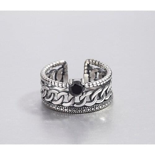 Charm Vintage Knuckle Midi Black Zircon Ring For Woman Wedding Punk Men Bohemian Anillos Fashion Statement Jewelry