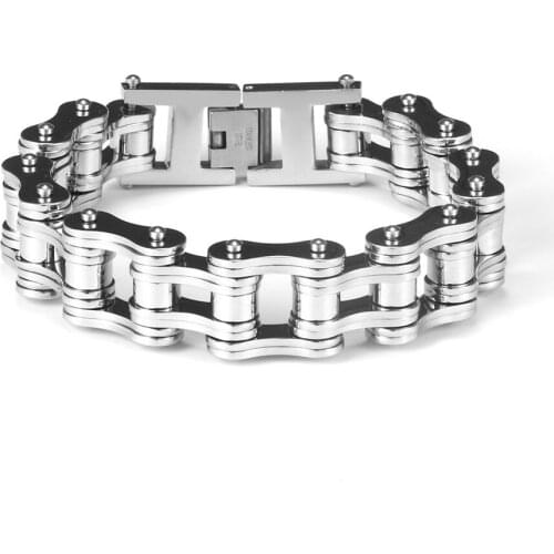 Punk Biker Bracelet Chain 316L Stainless Steel Mens And Women Fashion Jewelry silver Color Chain&Link Bicycle Bracelets bangle