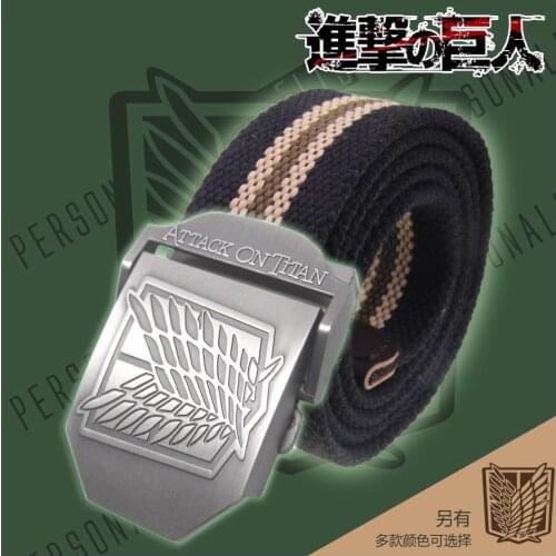 Anime Attack on Titan Canvas Cotton Belt Waistband Men Women Student Fashion Army Belt Japanese Unisex Casual Belt Cosplay