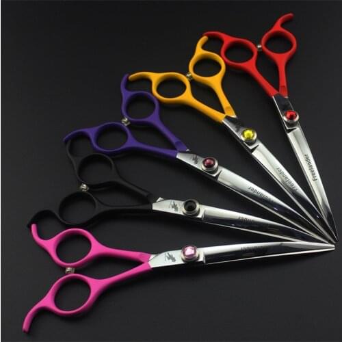 Professional Japan 440C 6.5 Inch Pet Dog Grooming Scissors Curved Scissors Hair Shear with Bag Up&Down Curved Double Use
