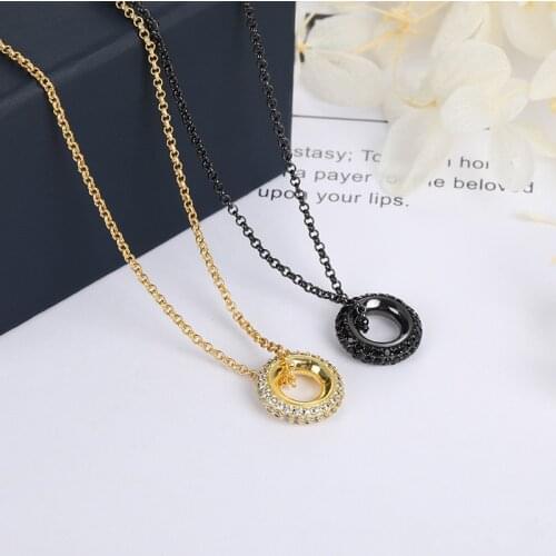 Simple Small Round Necklace For Women Zirconia Gold Color Chain Necklaces Jewelry Office Lady Valentine Gift Zk30