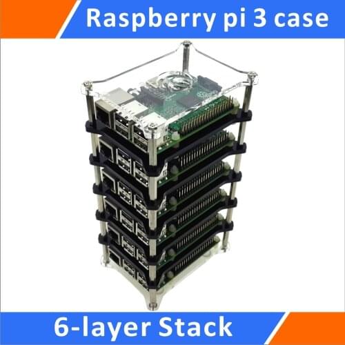 Raspberry Pi 3 Model B+ 6-layer Stack transparent shell Support Raspberry Pi 2B/B+/B/A+ Clear Case