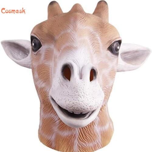 Cosmask Halloween Realistic Eco-friendly Latex Mask Cute Animal Giraffe Head Mask Costume Cosplay Funny Party Masks Halloween Da