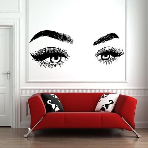 Eyelashes Eyebrows Wall Decal for Window Vinyl Sticker Lashes Extensions Wall Decals Eyes Beauty Salon Wall Decor Mural C001