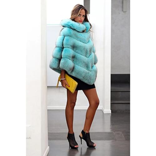 FURSARCAR Luxury New Real Fox Fur Cape Women Winter Genuine Fox Fur Female Cape With Fur Collar Top Quality Fur Cape