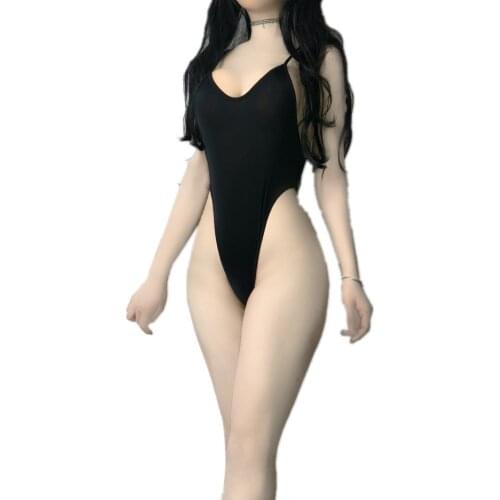 Sexy Lingerie Open File Free High-fork Jumpsuit Swimsuit Water Sexy Thin Transparent Tights Onesies Adult Onesie