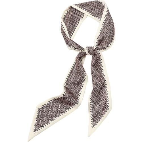 Luxury Spring Womens Silk Scarf Headband Long Skinny Pastal Letter Neck Wraps Bandanas Foulard Hair Ribbon Ties Bufandas Mujer