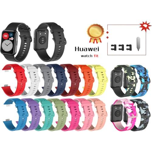 Silicone Strap for Huawei Watch Fit Fitness Smart Watch Screen Protector Cover Case Sport Replacement Bracelet Wrist Band correa