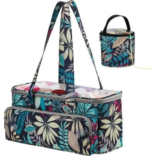 Yarn Storage Tote With Mini Yarn Drum, Knitting Bag Organizer Crochet Tote Bag For Yarn Storage