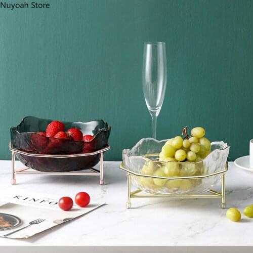 Light Luxury Glass Fruit Plate Nordic Living Room Coffee Table Snack Plate Modern Home Candy Pot Creative Home Decoration