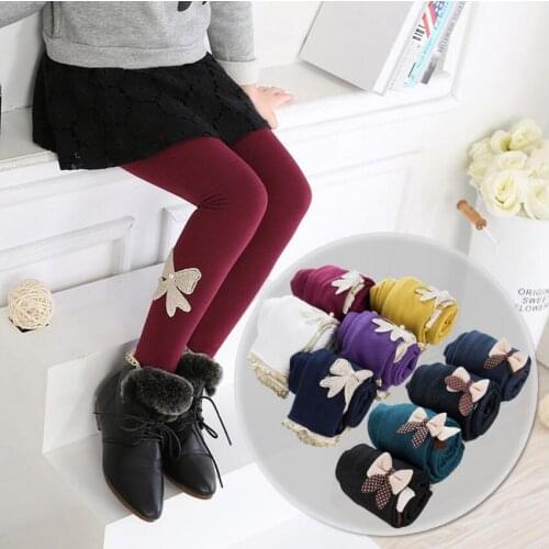 Er Warm Girls Leggings Fashion bow Kids Girls Jeans Pants Autumn Kids Children Pencil Pants Trousers