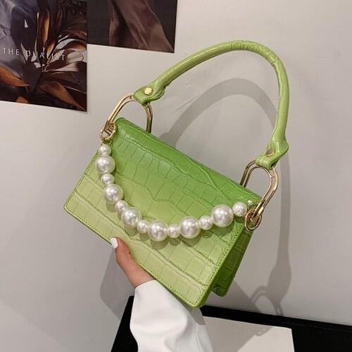 Tone Pattern Pearl Tote Bag 2021 Summer New High-quality PU Leather Womens Designer Handbag Gradient Shoulder Bag Underarm Bag